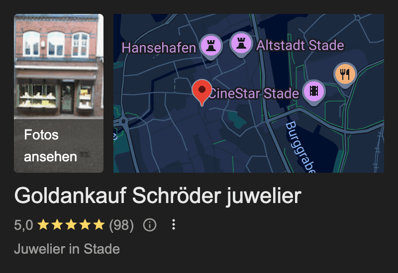 Google Bewertungen Goldankauf Schröder Hamburg